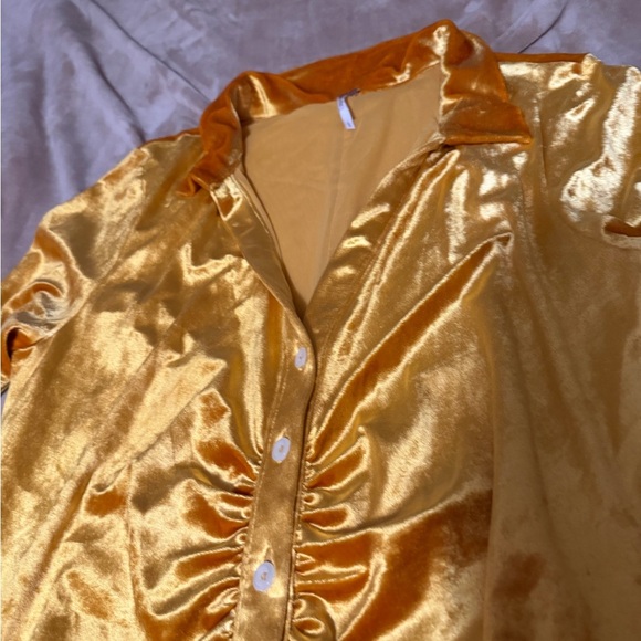 Free people gold velvet Shayla dress. Size L. Euc. HOLIDAY NYE - Picture 4 of 7